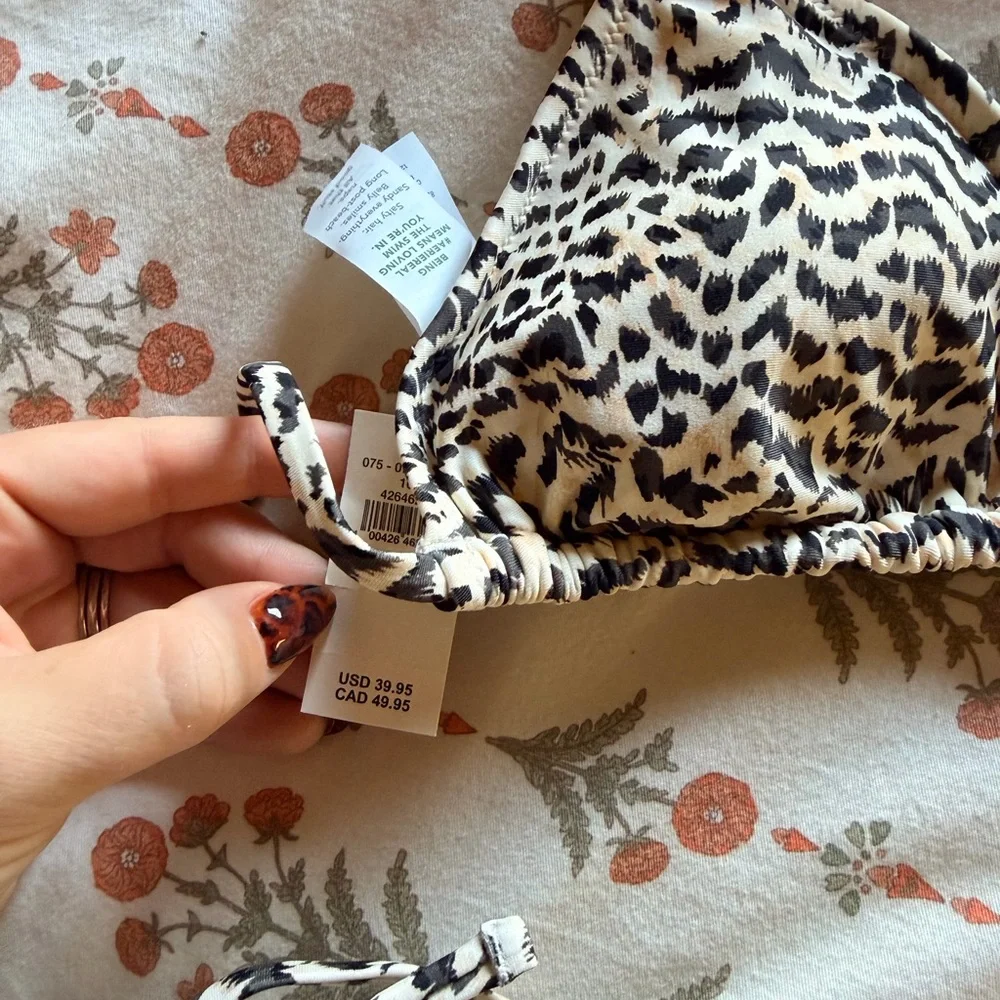 Aerie Leopard Triangle Bikini Set Ring Detail NWT - Picture 3 of 4
